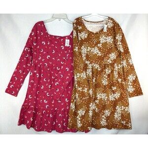 Children’s Place Girls Long Sleeve Soft Knit Floral Dress Lot Of 2 XL